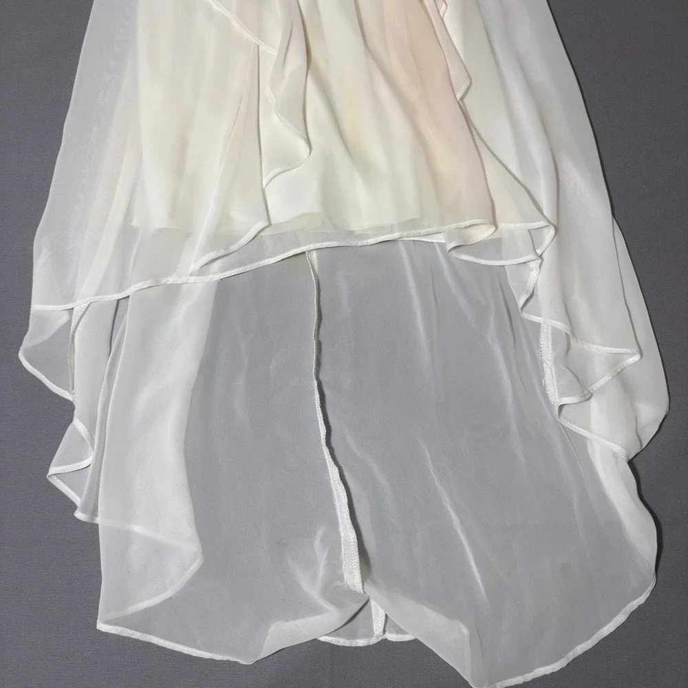 B. Darlin High Low Dress Womens 1/2 White Lace Sequin Rhinestone Formal - Picture 7 of 11